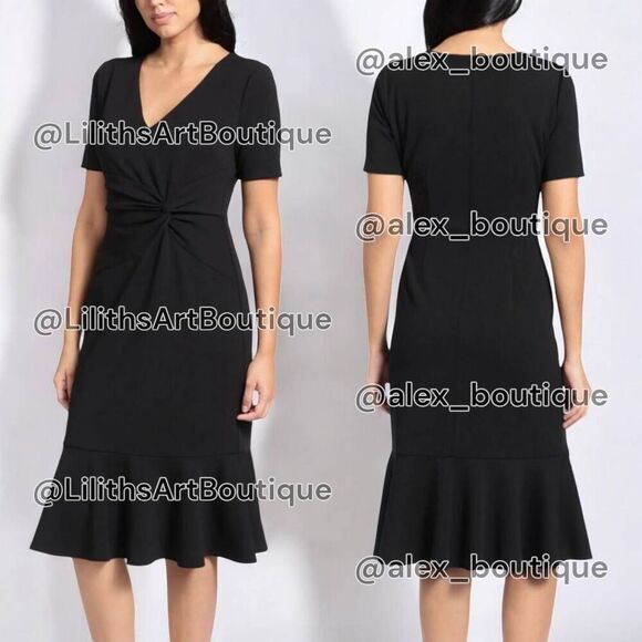 London Times Flounce Twist Midi Dress(C049)-Size 12 for Women - Picture 1 of 11